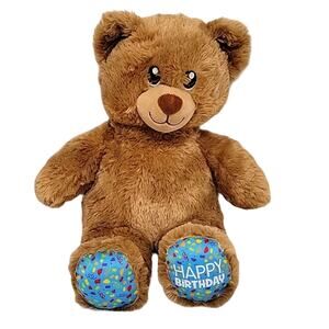 Build A Bear Happy Birthday Bear Light Brown w/Blue Paws and the B-A-B Logo
